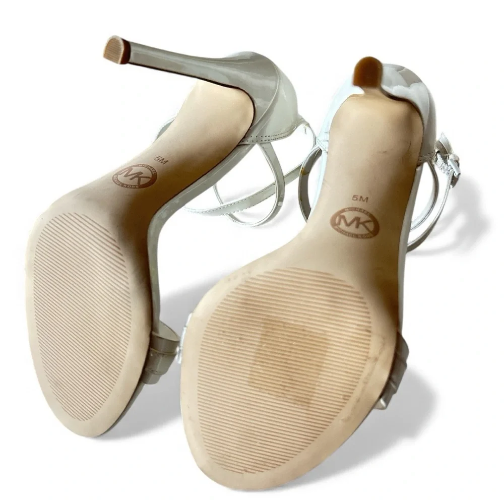 Michael Kors Optic White Leather 4” Strappy Heels Women’s Size 5